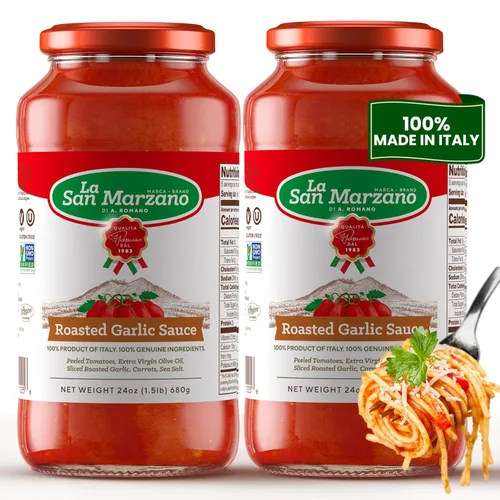 Miniatura 11 de La San Marzano Salsa Marinara, 24 onzas, salsa para pasta hecha en Italia, tomate multiusos de calidad premium, todo natural, dieta mediterránea
