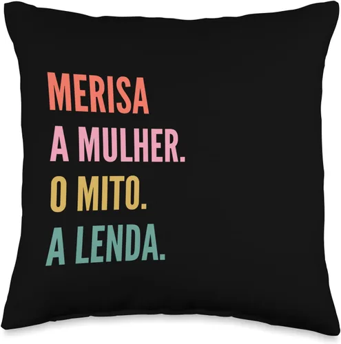 Designs De Nomes Engraçados Para Mulher Divertido diseño portugués de primer nombre, almohada Merisa, 16 x 16 pulgadas, multicolor