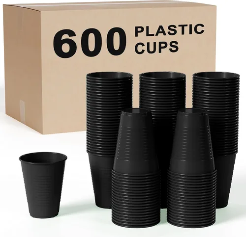 Miniatura 30 de Party Solids Vasos de plástico negros - 12 onzas, paquete de 100