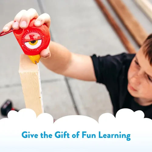 Miniatura 7 de Handy Famm Cinta métrica de pájaro rojo de 8 pies para niños, herramienta educativa STEM con nivel, transportador, diseño retráctil, juguete