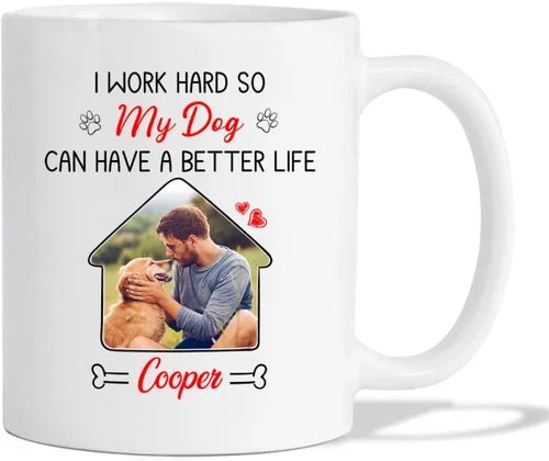 Miniatura 8 de Taza de café con nombre personalizado "Best Dog Mom Ever", regalo para mamá, mamá, madre, amante de los perros, taza de cerámica blanca Taza blanca