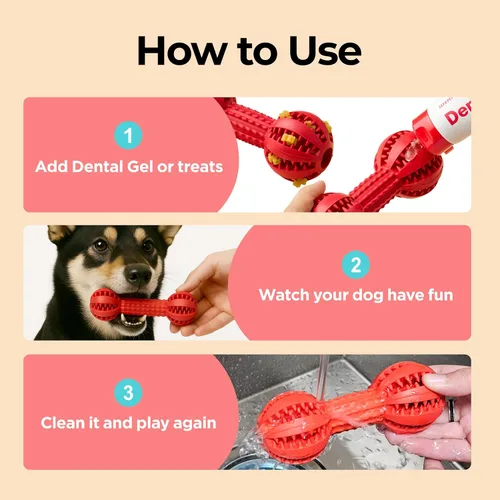 Miniatura 7 de JAYU PET Cepillo de dientes de juguete masticable para perros pequeños y medianos Masticadores agresivos, juguete dental duradero, limpieza