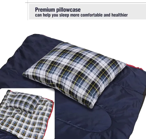 Miniatura 5 de REDCAMP Almohada pequeña de camping ligera y comprimible, almohada de viaje de franela con funda de almohada extraíble (azul cuadrado y gris)