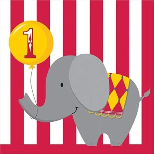 Miniatura 2 de Servilletas de papel de 16 unidades, Circus Time 1st Birthday