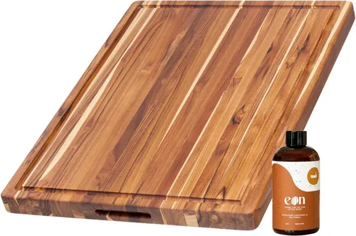 Miniatura 14 de Teak tabla para cortar rectangular con agarre y ranura para líquidos (24 x 18 x 1.5 pulgadas) - De Teakhaus. Solo tabla de cortar