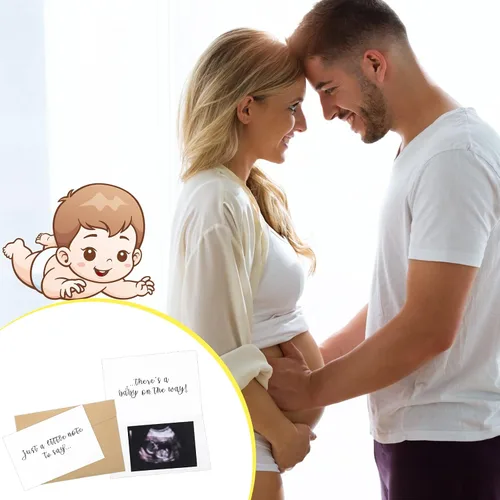 Miniatura 6 de Jiuguva Anuncios de embarazo sorpresa para papá y esposo, caja de recuerdos de prueba de embarazo, caja de anuncios de madera, body de Hello Daddy