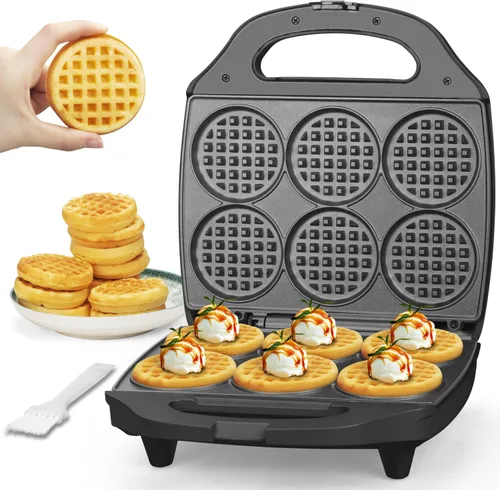 Miniatura 7 de Baker's Friend Mini máquina para hacer gofres múltiples, 6 x 3 pulgadas, pequeña plancha para gofres, perfecta para uso familiar e individual