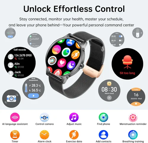 Miniatura 7 de Relojes inteligentes para hombres y mujeres (contestar/realizar llamadas), pantalla HD de 1.27" con rastreador de actividad física, monitor de ritmo