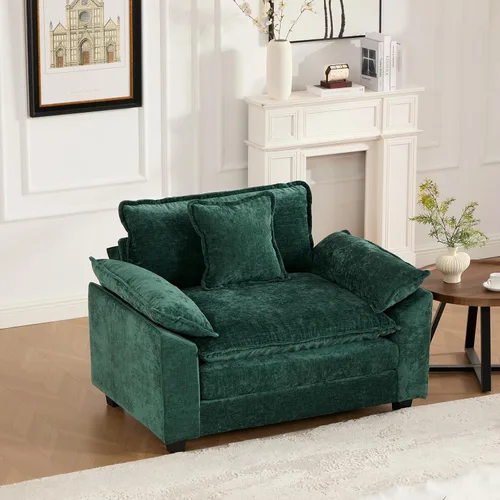 Miniatura 36 de Sofá modular negro de 111.5 pulgadas, sofás seccionales grandes de 3 plazas para sala de estar, sofá nube de tela de felpilla de gran