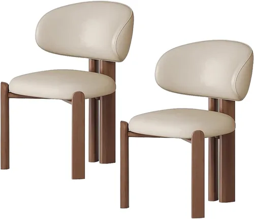 Miniatura 11 de Juego de 2 sillas de comedor tapizadas modernas, diseño cómodo con respaldo curvado para cocina, sala de estar, dormitorio u oficina