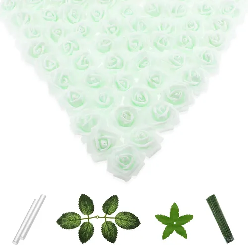 Miniatura 13 de 100 flores artificiales de 2 pulgadas, cabeza de rosa falsa de espuma a granel para decoración del hogar, decoración de boda, despedida de soltera