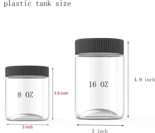 Miniatura 2 de Tarros de plástico transparente de 8 onzas con tapas negras, recipientes de almacenamiento de cocina recargables para alimentos secos, café, nueces