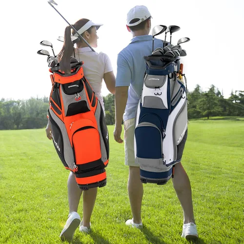 Miniatura 3 de Tangkula Bolsa de carrito de golf de 11 pulgadas con divisores superiores de 14 vías, bolsa de carrito de golf ligera y portátil con 7 bolsillos