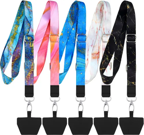 Miniatura 7 de Chinco 5 cordones cruzados para teléfono celular, correa ajustable universal para el cuello y parches para teléfono compatibles con la mayoría