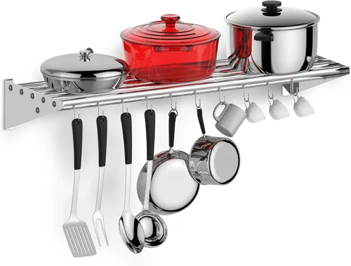 Miniatura 16 de Paquete de 2 estantes de almacenamiento multifuncionales de metal con tapa trasera para cocina, [certificado NSF] Estante de montaje en pared de Dos