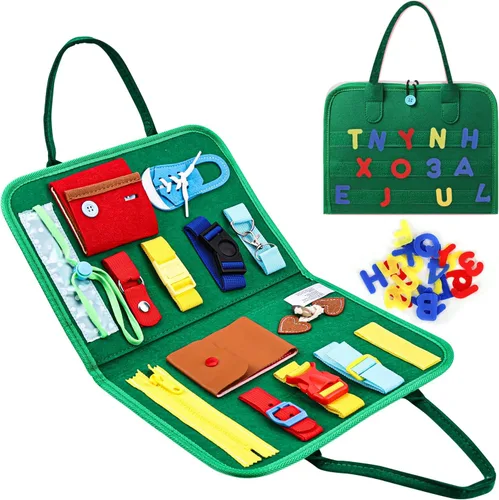 Esjay Tabla de Actividades para Niños Pequeños, Juguetes Montessori para Aprender Habilidades Motoras Finas, Tablero Sensorial Educativo para Niños