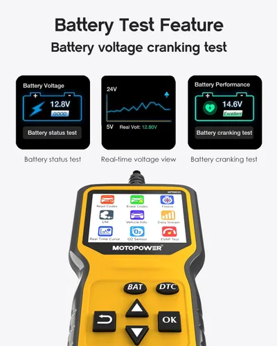 Miniatura 7 de MOTOPOWER MP69033 Pro OBD2 Escáner Lector de Código, Herramienta de Diagnóstico de Luz de Falla del Motor con Probador de Batería