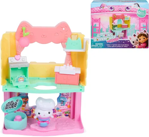 Miniatura 10 de DreamWorks La casa de muñecas de Gabby La Película, Balcón de dulces de Cakey Cat con figura de juguete y accesorios de la casa de muñecas, juguetes