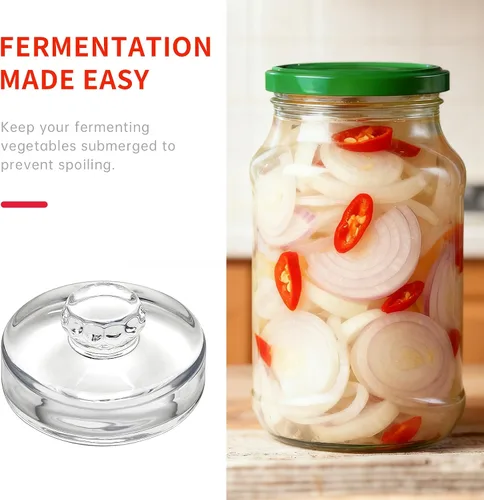 Miniatura 5 de 2Pcs Fermentation Glass Weights for Wide Mouth Jars - Pickle Bottles with Sealing Lids for Efficient Fermenting - Durable, Transparent Fermenting