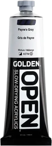 Miniatura 11 de GOLDEN OPEN Acrílicos de secado lento, negro hueso, tubo de 2 onzas líquidas, pintura acrílica profesional, semitransparente Hueso negro