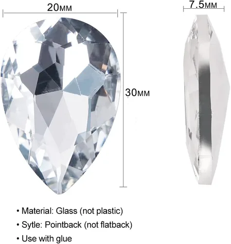 Miniatura 5 de Lágrima de cristal de 0.787 x 1.181 in con diamantes de imitación grandes para manualidades, fabricación de joyas, zapatos, cuentas de vidrio, 36