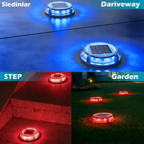 Miniatura 2 de SIEDiNLAR Luces solares para cubierta al aire libre, 2 modos, 16 LED, marcadores de entrada, luz de muelle, funciona con energía solar, impermeable