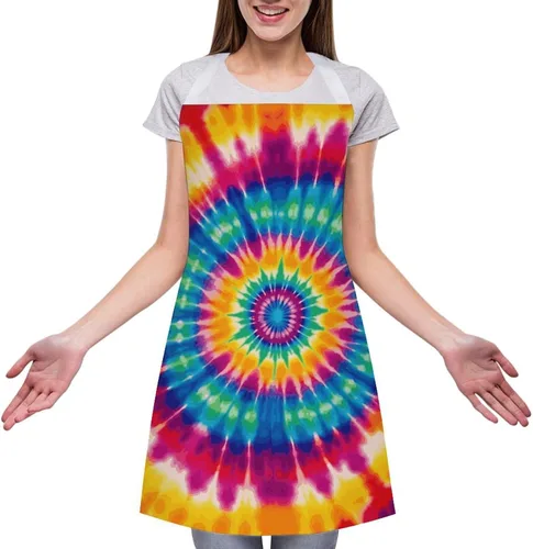 Miniatura 3 de MUSM Tie Dye Pattern Apron，Classic Vintage Funny with Pockets Aprons,Adjustable Bib Waterdrop Resistant for Kitchen Cooking Restaurant BBQ Painting