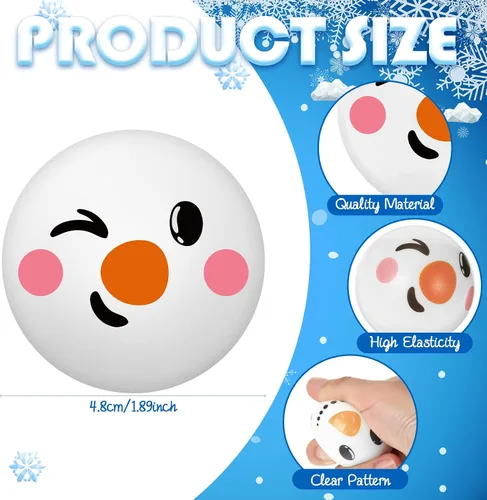 Miniatura 2 de Cindeer Pelotas Antiestrés de Navidad Juguetes de Navidad Muñecos de Nieve Pelota Antiestrés Pelota de PU para Apretar Regalo Antiestrés Rellenos