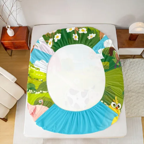 Miniatura 3 de Feelyou Juego de sábanas bajeras de animales de dibujos animados para niños, tamaño individual para niños y niñas, juego de sábanas Happy Farm