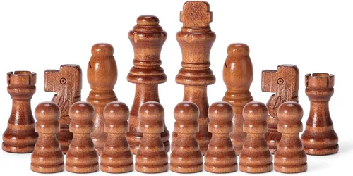 Miniatura 4 de Solo piezas de ajedrez de madera, 32 piezas de ajedrez de madera Staunton con rey de 3.15 pulgadas, peones de juego de ajedrez para juego de mesa