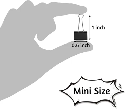 Miniatura 2 de Paquete de 120 mini clips para carpeta, clips negros para carpeta, clips de papel pequeños de 0.591 in 5/8 pulgadas. Clips de oficina
