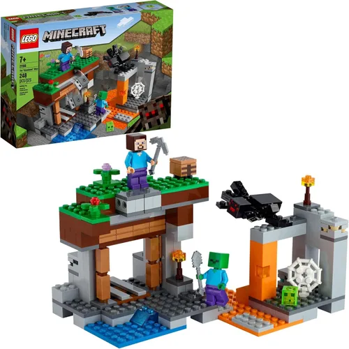 LEGO Minecraft - Juguete de construcción de la mina abandonada, 21166 cueva zombi con limo, figuras de Steve y araña, idea de regalo para niños,