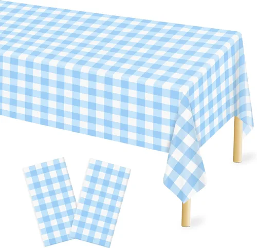 Miniatura 44 de Mulbozy 2 piezas de mantel de plástico negro para mesa rectangular, 54 × 108 pulgadas, fundas desechables de mesa para fiestas negras