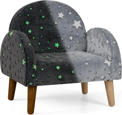 Miniatura 14 de Sofá Infantil INFANS, Silla Balancín para Niños Pequeños con Estructura de Madera Sólida, Diseño Antivuelco, Tela de Felpa, Sillón para Niños