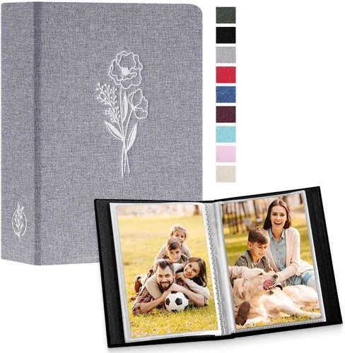 Miniatura 30 de Lanpn - Álbum de fotos autoadhesivo de lino, 40 páginas, álbum de fotos para manualidades, páginas adhesivas magnéticas, contiene fotos de 4 x 6, 7