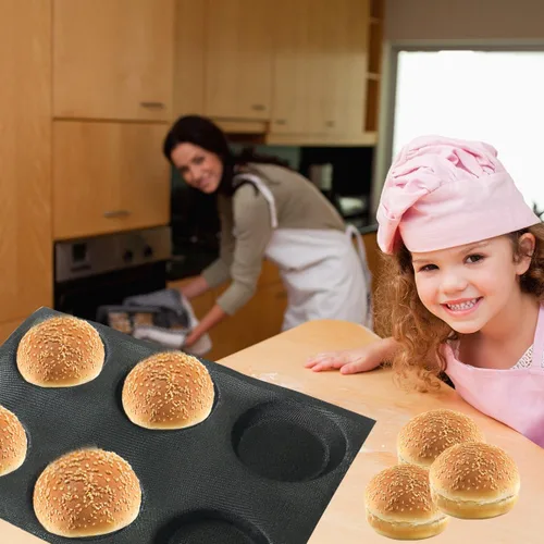 Miniatura 5 de Bluedrop Moldes perforados de la panadería de la forma redonda de la bandeja del pan de la forma del pan del bollo del silicón