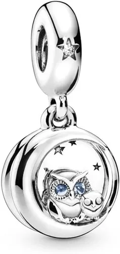 Miniatura 2 de Dijes de plata de ley 925 para pulseras y collares de animales delfín búho cuentas de viaje para árbol familiar, regalo de joyería para mujeres