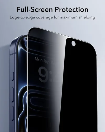Miniatura 7 de ESR Paquete de 3 protectores de pantalla de privacidad para iPhone 17 Pro, grado militar, inastillables, dureza 9H, vidrio templado antiespía