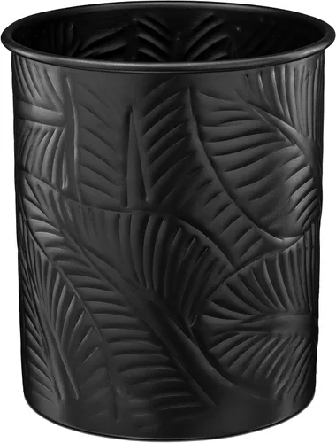 Monarch Abode Soporte para utensilios de cocina – Soporte de utensilios de metal negro con relieve floral, recipiente decorativo para encimera de