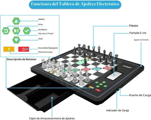 Miniatura 8 de Tablero de Ajedrez Electrónico L6 con Luces LED, Juego de Ajedrez de Computadora con Visualización de Posición de Piezas, Juego de Ajedrez