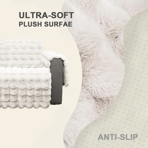 Miniatura 5 de Funda de sofá de felpa y pelo Shaggy, funda de sofá de imitación de piel para perros, funda de sofá resistente al agua, protector de muebles
