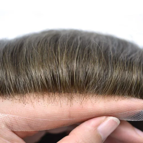 Miniatura 187 de Sistema de repuesto de cabello humano europeo con encaje frontal suizo para hombre, tupé para hombre, pieza de cabello, nudo blanqueado, línea #17