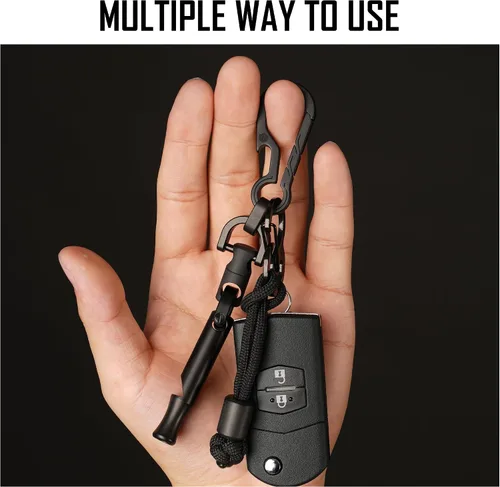 Miniatura 2 de KeyUnity KM14BK Titanium EDC Abridor de botellas Llavero Clip con anillo D y anillo dividido de titanio KA02BK BundleV