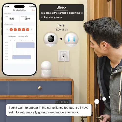 Miniatura 5 de Cámara para interiores, cámaras 2K para seguridad en el hogar con aplicación de detección de movimiento, alarma de seguimiento automático, ubicación