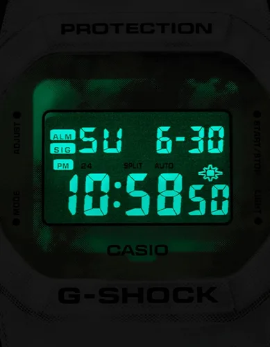 Miniatura 5 de G-Shock DW5600GC-7 Grunge - Reloj de camuflaje de nieve color negro y blanco