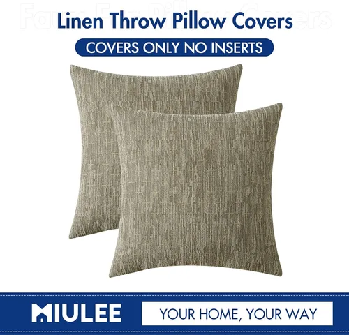 Miniatura 229 de MIULEE - Juego de 2 fundas de almohada decorativas de lino de arpillera navideñas, modernas, estilo campestre, rústicas, tejidas, con textura