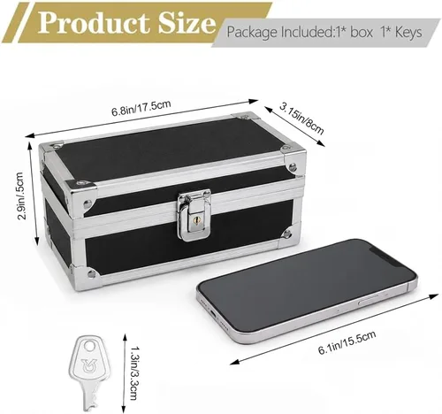 Miniatura 2 de Caja de efectivo con cerradura, caja de dinero de aluminio, almacenamiento de efectivo bloqueable con bandeja