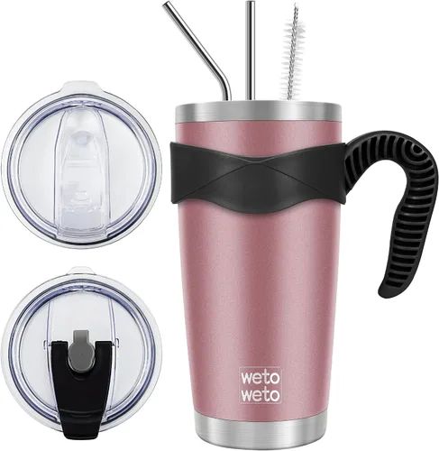Miniatura 32 de WETOWETO - Vaso de viaje con aislamiento de 20 onzas, de acero inoxidable, con doble pared, a prueba de fugas, taza de café con revestimiento