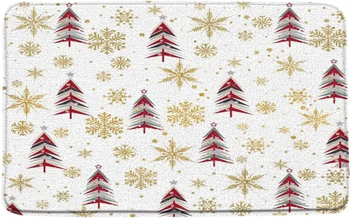 Miniatura 5 de GCTNBJL Juego de 3 alfombrillas de baño para árbol de Navidad, diseño de copo de nieve, rojo, gris, dibujos animados, invierno, vacaciones, baño