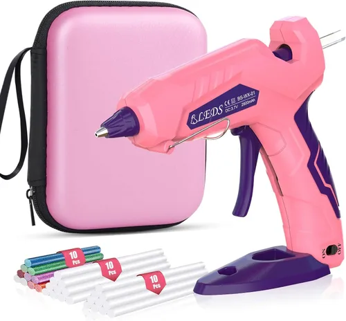 Miniatura 9 de BLEDS - Pistola de pegamento caliente inalámbrica, 2900 mAh, funda portátil, antigoteo para manualidades Rechargeable mini glue gun, fast heating
